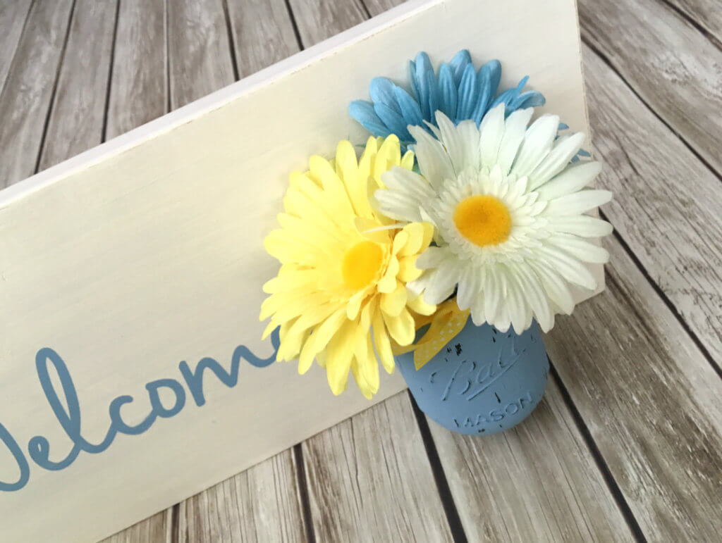 Mason Jar Vase Welcome Sign