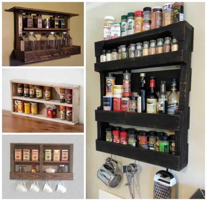 Pallet Spice Rack for kitchen decor ideas