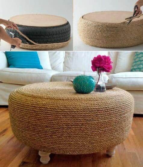 Rope edged ottoman nautical design