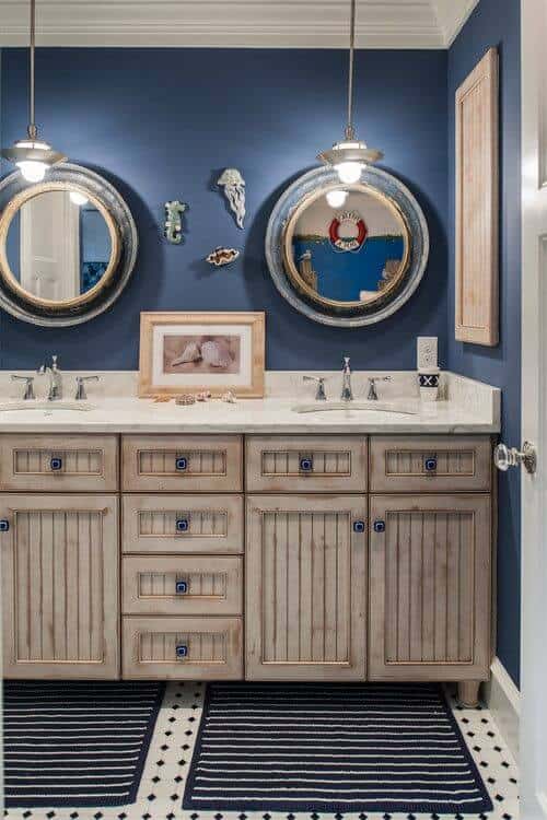 window style mirrors idea for nautical bathroom