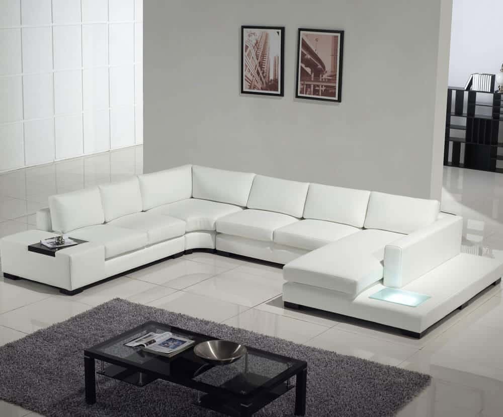 white leather sofa