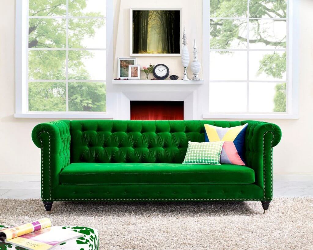 green velvet couch